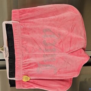 💕JUICY COUTURE💕 2 Pack Velour PJ Shorts Set 90s Pink & Black Bedazzled XL NWOT